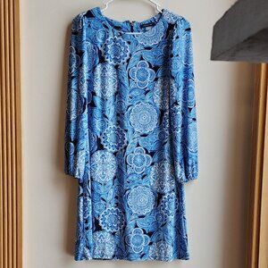 Tommy Hilfiger Blue Paisley Long Sleeve Shift Dress Size 6